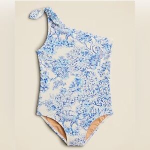 NWT Crewcuts Girls' printed tie-shoulder swimsuit with UPF 50+. S: 4 - 5yrs
